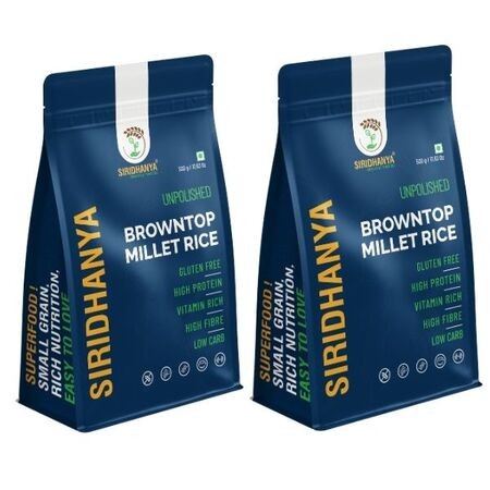 Siridhanya Unpolished Browntop Millet Rice (500 g) | Millet Rice Alternative for Daily Cooking | Naturally Gluten Free Grain | Suitable for Khichdi, Pulao, Pongal & Everyday Meals