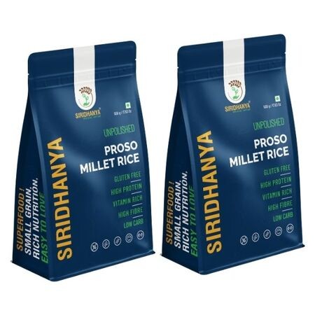 Siridhanya Unpolished Proso Millet Rice (500 g) | Millet Rice Alternative for Daily Cooking | Naturally Gluten Free Grain | Suitable for Khichdi, Pulao, Pongal & Everyday Meals