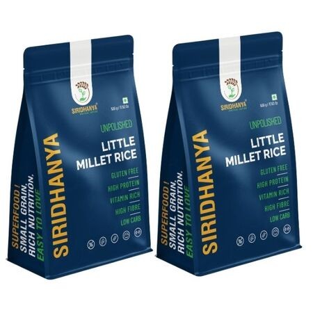 Siridhanya Unpolished Little Millet Rice (500 g) | Millet Rice Alternative | Naturally Gluten Free Grain | For Daily Cooking – Khichdi, Pulao & South Indian Recipes